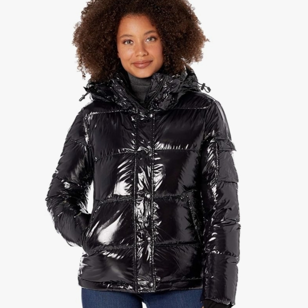 S13 Black Shiny Ella Puffer Jacket